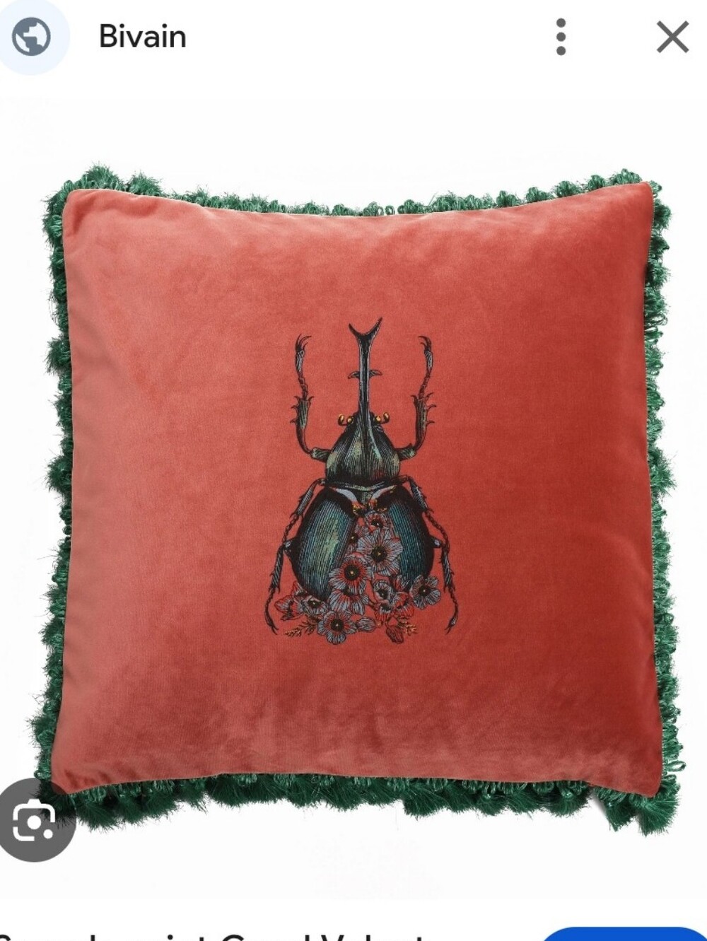Bivain Red Velvet Scarab Fringe Throw Pillows